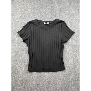 Bozzolo Women's Black Ribbed Crop Top Size‎ Small